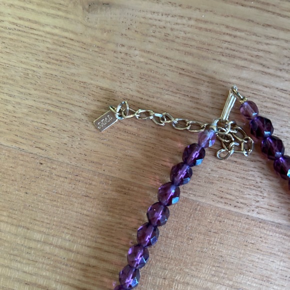 Vintage 1928 Faux Purple Blue Filigree Bead Necklace - Picture 2 of 3